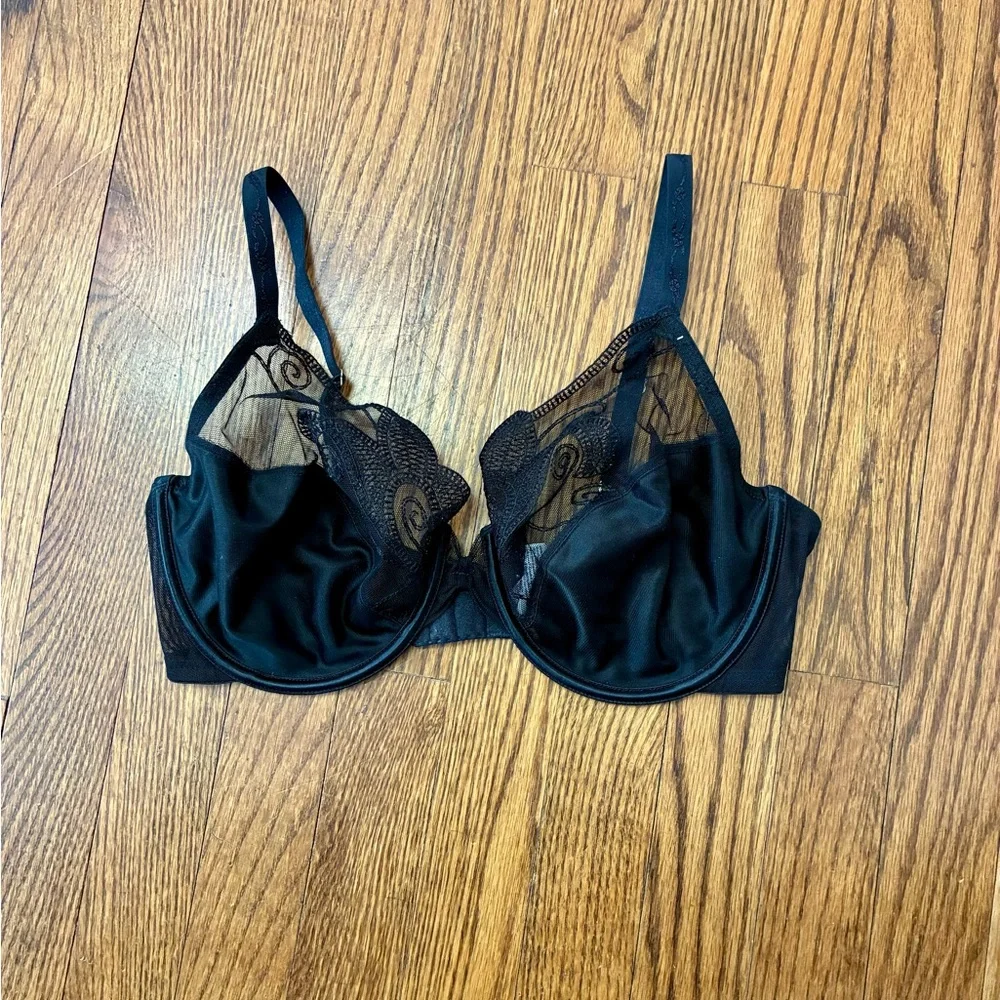 Wacoal Black unlined Lace trim Bra size 36D - Picture 2 of 4